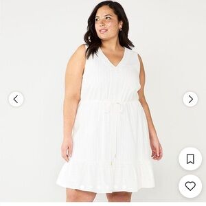 Draper James RSVP Womens Dress 2X White Sleeveless Short Lined Tie Waist NWT